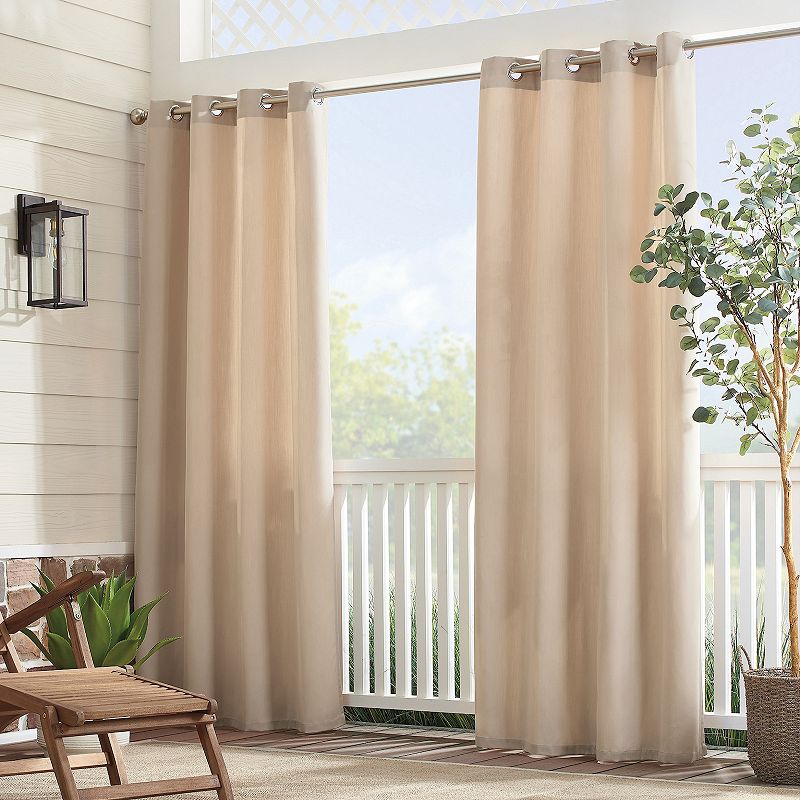 Sunbrella 50"x84" Canvas Solid Grommet Indoor/Outdoor Curtain Panel Beige