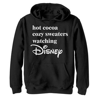 Disney's Boys 8-20 Christmas Hot Cocoa Cozy Sweaters Watching Disney Graphic Fleece