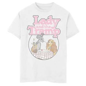 Disney's Lady & The Tramp Boys 8-20 Table Scene Portrait Logo Graphic Tee