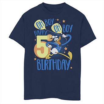 Disney's Donald Duck Boys 8-20 Happy 5th Birthday Oh Boy Oh Boy Graphic Tee