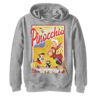 Disney's Pinocchio Boys 8-20 Vintage Storybook Poster Graphic Fleece Hoodie