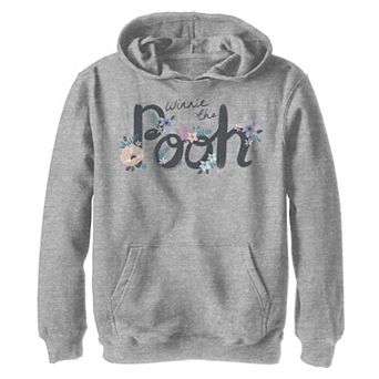 Disney's Winnie The Pooh Boys 8-20 Floral Cursive Name Text Graphic Fleece Hoodie