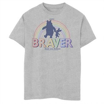 Disney's Winnie The Pooh And Piglet Boys 8-20 You're Braver Than You Believe Graphic Tee