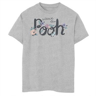 Disney's Winnie The Pooh Boys 8-20 Floral Cursive Name Text Graphic Tee