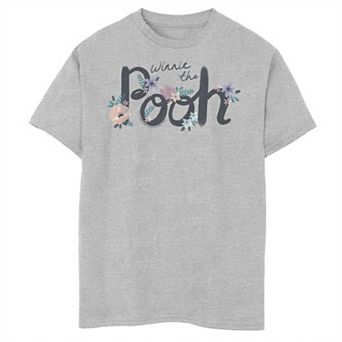 Disney's Winnie The Pooh Boys 8-20 Floral Cursive Name Text Graphic Tee