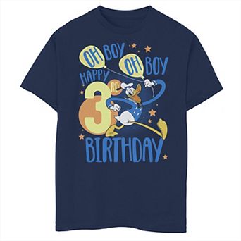 Disney's Donald Duck Boys 8-20 Happy 3rd Birthday Oh Boy Oh Boy Graphic Tee