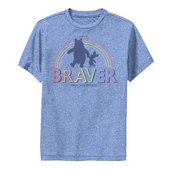 Disney's Winnie The Pooh And Piglet Boys 8-20 You're Braver Than You Believe Performance Graphic Tee