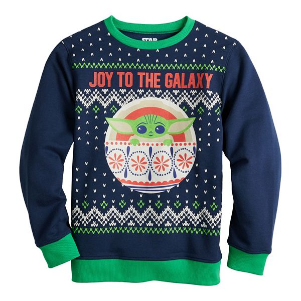 Boys 8 20 Celebrate Togehter The Mandalorian The Child aka Baby Yoda Ugly Christmas Fleece Sweatshirt