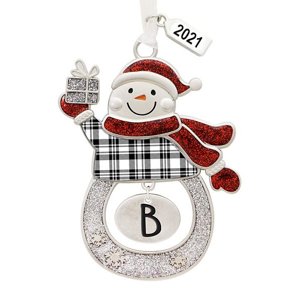 Snowman Monogram Christmas Ornament