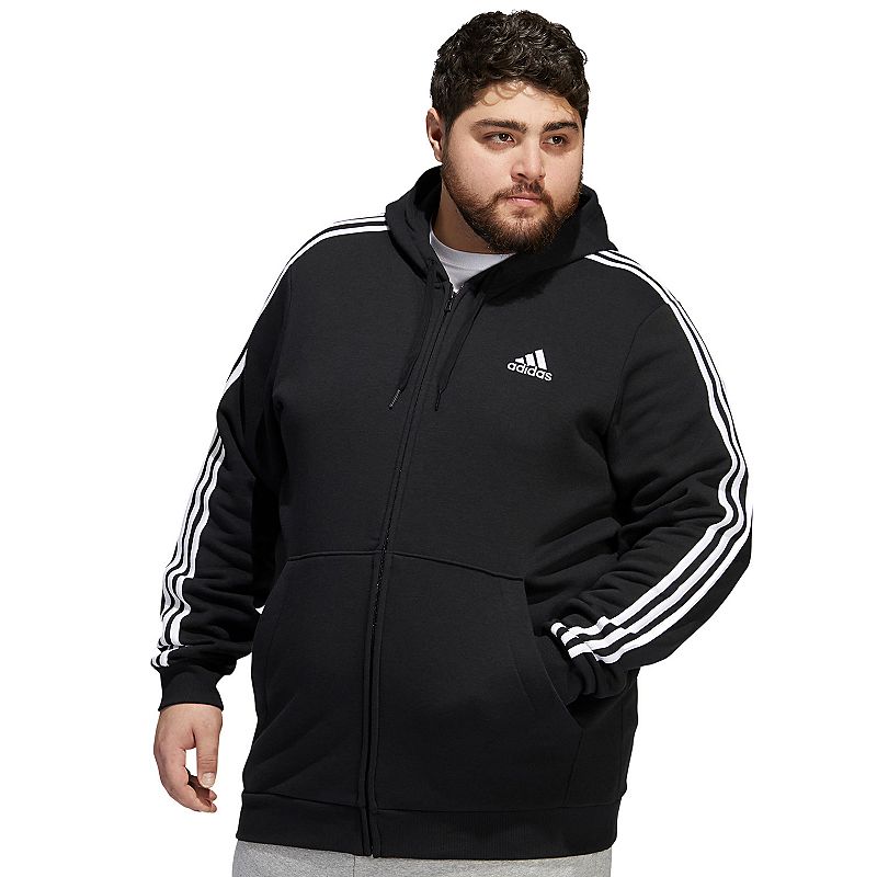 Big & Tall adidas Essential Fleece Full-Zip Hoodie, Mens, Size: 3XL, Black