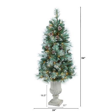 nearly natural 4.5-ft. Frosted Tip British Columbia Mountain Pine 100-Light Artificial Christmas Tree