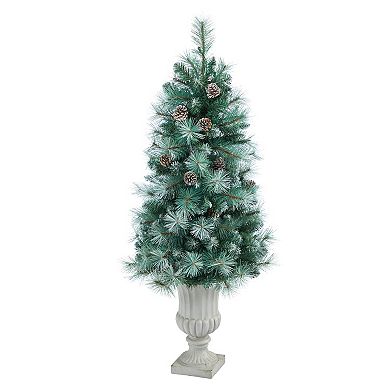 nearly natural 4.5-ft. Frosted Tip British Columbia Mountain Pine 100-Light Artificial Christmas Tree