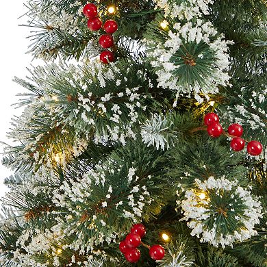 nearly natural 4-ft. 100-Light Frosted Swiss Pine LED Artificial Christmas Tree