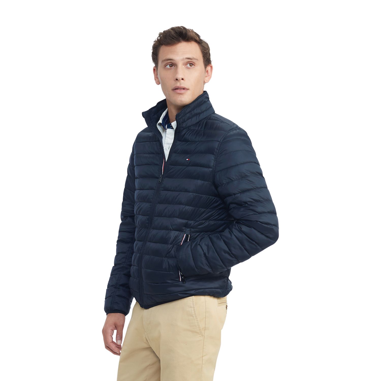 tommy hilfiger packable down jacket navy