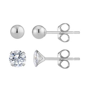 Taylor Grace 10k Gold 4 mm Ball & 5 mm Cubic Zirconia Stud Earring Set