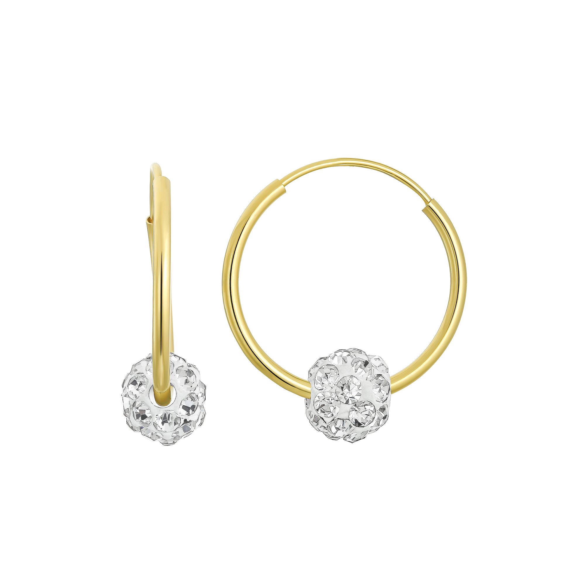 Taylor Grace 10k Gold Purple Crystal Ball Hoop Earrings, Womens, Clear