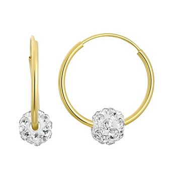 Taylor Grace 10k Gold Purple Crystal Ball Hoop Earrings