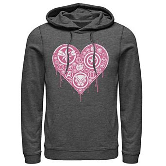 Men's Marvel Group Shot Logo Filled Heart Hoodie