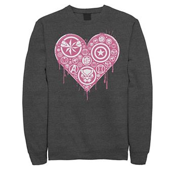Men's Marvel Group Shot Logo Filled Heart Sweatshirt