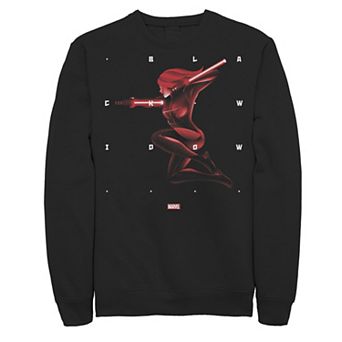 Men's Marvel Black Widow Halftone Word Stack Portrait Sweatshirt