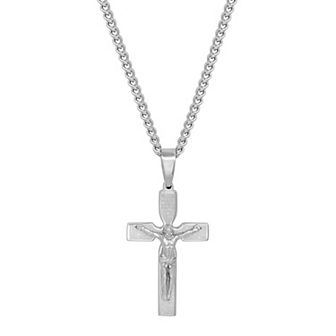 Steel Nation Men's Stainless Steel Lord's Prayer Cross Pendant Necklace