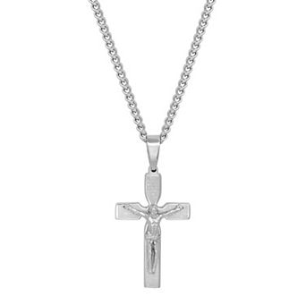 Steel Nation Men's Stainless Steel Lord's Prayer Cross Pendant Necklace