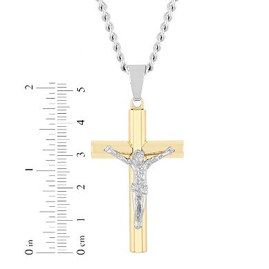 Steel Nation Men's Gold Tone Ion-Plated Crucifix Pendant Necklace