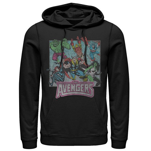 Men's Marvel Avengers Classic Group Action Shot Distressed Hoodie