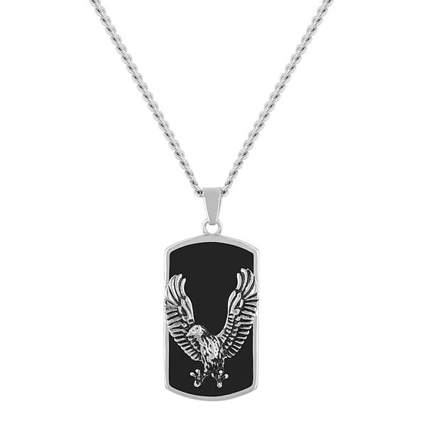 Stainless Steel Brushed Black Plated Agate Dog Tag Chain Necklace Pendant  Charm Dogtag Natural Stone Wood: 16457538568243
