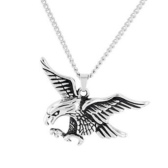 Steel Nation Men's Stainless Steel Eagle Pendant Necklace