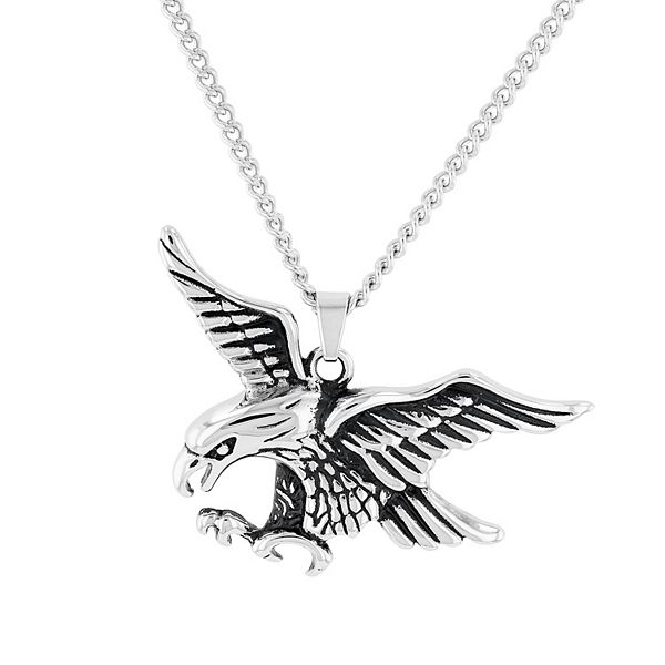 Fashion Frill Men's Jewellery Bar Pendant Locket Silver Chain For Men Boys  Stainless Steel Silver Captain Eagle Hat Skull Ring For Men Boys Jewellery