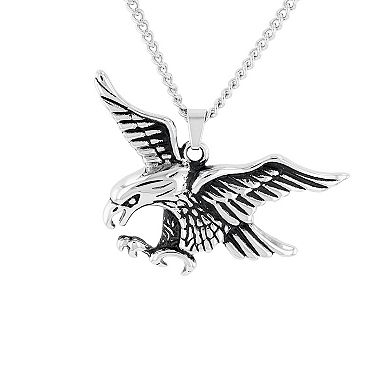 Steel Nation Men's Stainless Steel Eagle Pendant Necklace
