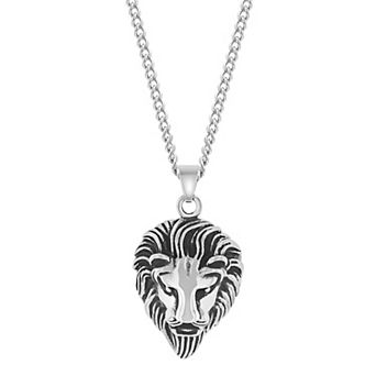 Steel Nation Men's Stainless Steel Lion Pendant Necklace
