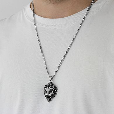Steel Nation Men's Stainless Steel Lion Pendant Necklace