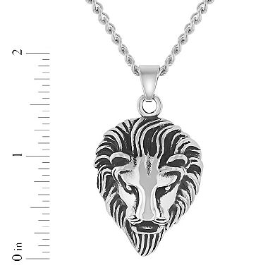 Steel Nation Men's Stainless Steel Lion Pendant Necklace