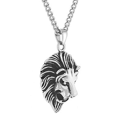 Steel Nation Men's Stainless Steel Lion Pendant Necklace