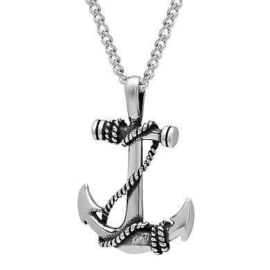 Steel Nation Men's Stainless Steel Anchor Pendant Necklace