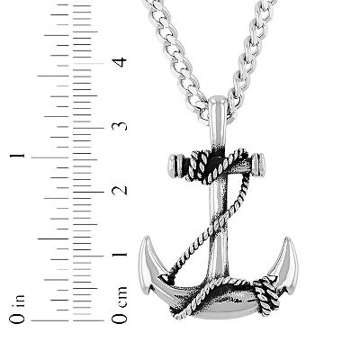 Steel Nation Men's Stainless Steel Anchor Pendant Necklace