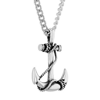 Steel Nation Men's Stainless Steel Anchor Pendant Necklace