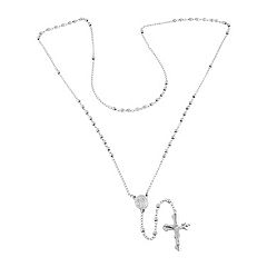 Stainless Steel Cross Pendant & Figaro Chain Necklace