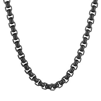 Steel Nation Men's Black Ion-Plated Stainless Steel Square Link Chain Necklace