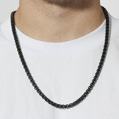 Steel Nation Men's Black Ion-Plated Stainless Steel Square Link Chain Necklace