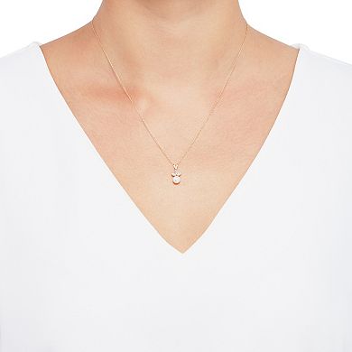 Everlasting Gold 10k Gold Cubic Zirconia & Freshwater Cultured Pearl Pendant Necklace