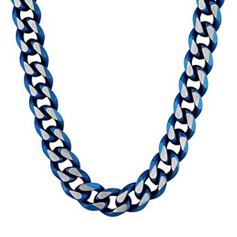 Steel Nation Men's Two Tone Stainless Steel Beveled Curb Link Chain Necklace