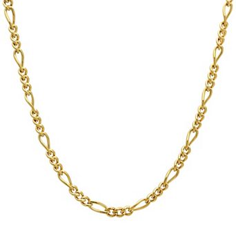 Steel Nation Men's Gold Tone Ion-Plated Figaro Link Chain Necklace
