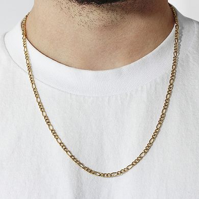 Steel Nation Men's Gold Tone Ion-Plated Figaro Link Chain Necklace