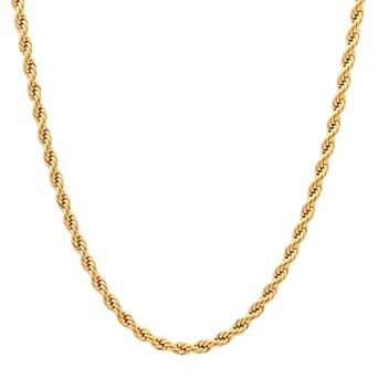 Steel Nation Men's Gold Tone Ion-Plated Rope Link Chain Necklace