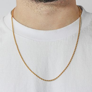 Steel Nation Men's Gold Tone Ion-Plated Rope Link Chain Necklace