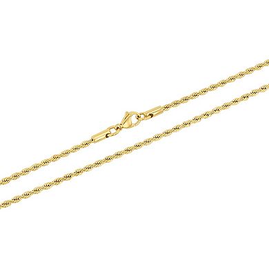 Steel Nation Men's Gold Tone Ion-Plated Rope Link Chain Necklace