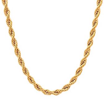 Steel Nation Men's Gold Tone Ion-Plated Rope Link Chain Necklace
